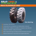 Set of 4, 14.00-24 Telehandler Solid Tires with 8 Bolt Hole Rims